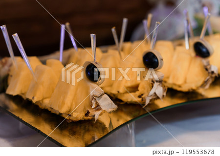 Elegant Tropical Fruit Platter with Pineapple and Exotic Garnishes Elegant Tropical Fruit Platter with Pineapple and Exotic Garnishes 119553678