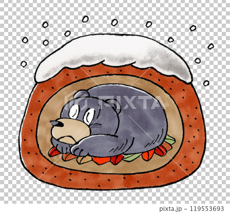 冬眠するツキノワグマ 119553693