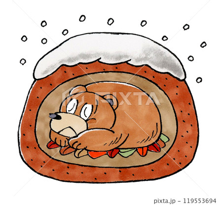 冬眠するヒグマ 119553694