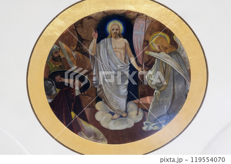 Resurrection of Christ, fresco in the Church of All Saints in Sesvete, Croatia 119554070