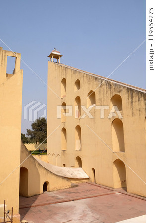 Famous Observatory Jantar Mantar, a collection of huge astronomical instruments in Jaipur, Rajasthan, India 119554275