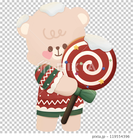Bear holding candy, Christmas festival Bear holding candy, Christmas festival 119554396