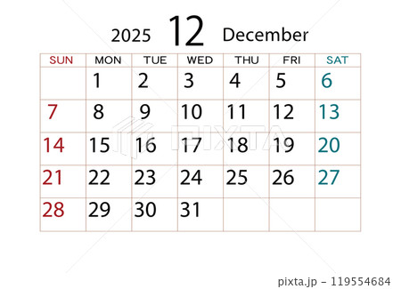 2025年カレンダー12月 ⑵ 2025年カレンダー12月 ⑵ 119554684