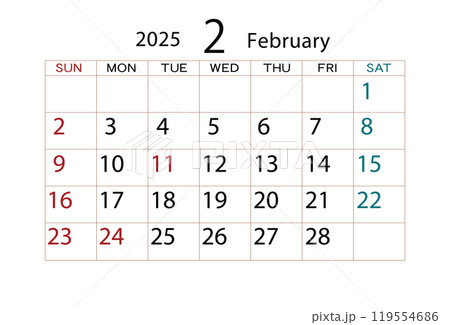 2025年カレンダー2月 ⑵ 119554686