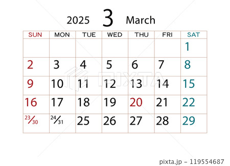 2025年カレンダー3月 ⑵ 119554687