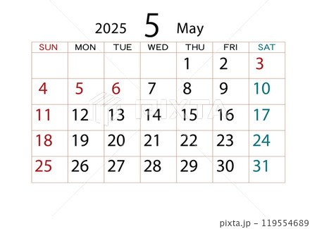 2025年カレンダー5月 ⑵ 119554689