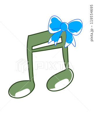 青いリボンを付けた音符 119554695