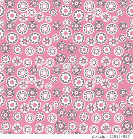 Seamless pattern with geometric aboriginal ornament. Ethnic tribal rounded color background. Afican, australian motiph. Dots painting. Vector illustration, template design for cloth, card, fabric 119554937