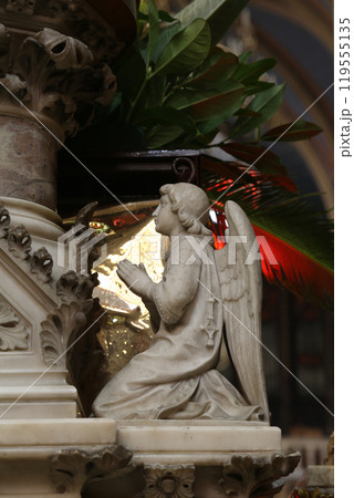 Angel, statue on the main altar in Zagreb cathedral Angel, statue on the main altar in Zagreb cathedral 119555135