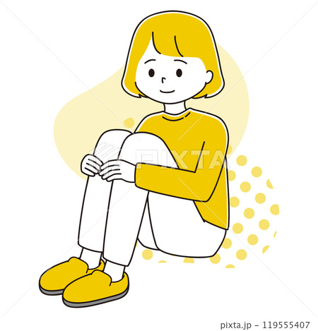 穏やかに三角座りをする女性のイラスト 穏やかに三角座りをする女性のイラスト 119555407