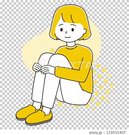 穏やかに三角座りをする女性のイラスト 穏やかに三角座りをする女性のイラスト 119555407