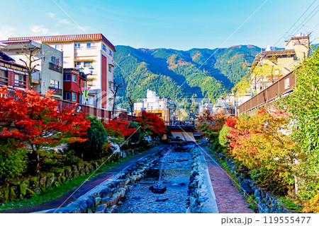 【岐阜】秋の下呂温泉　紅葉が鮮やかなせせらぎの小径 119555477