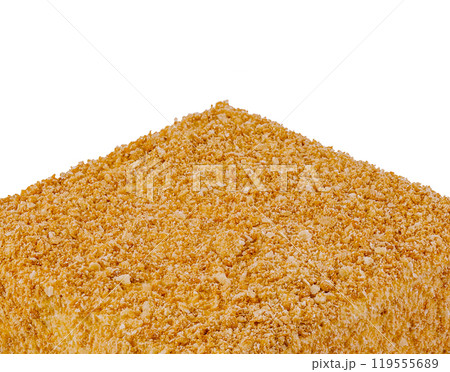 Square honey cake standing on white background Square honey cake standing on white background 119555689