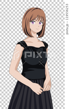 A woman in a black dress 119556253