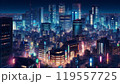 夜景都会のビル群のイラスト 119557725