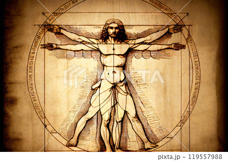 Vitruvian Man: Leonardo da Vinci's Iconic Representation of Human Proportions - Generative AI 119557988