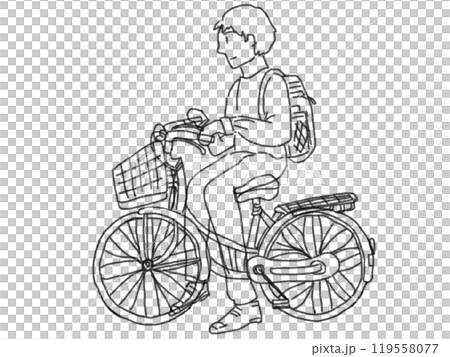 鉛筆画風の自転車に乗っている人の線画イラスト 鉛筆画風の自転車に乗っている人の線画イラスト 119558077