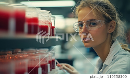 Scientist Analyzing Samples in Lab, Research and Development 119558300