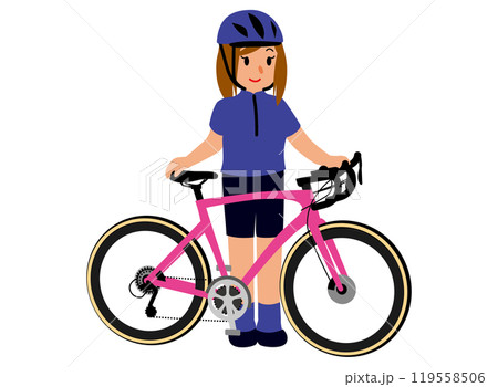 さまざまなウェアさまざまな姿勢でロードバイクに乗るスポーツ女子01 さまざまなウェアさまざまな姿勢でロードバイクに乗るスポーツ女子01 119558506