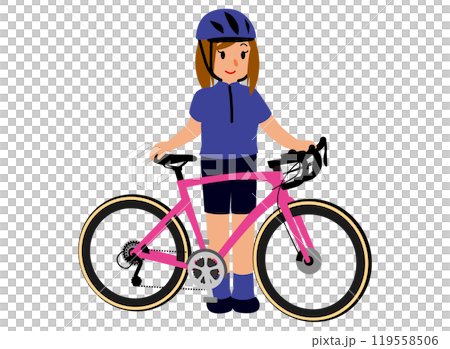 さまざまなウェアさまざまな姿勢でロードバイクに乗るスポーツ女子01 さまざまなウェアさまざまな姿勢でロードバイクに乗るスポーツ女子01 119558506