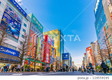 日本の東京都市景観 外国人観光客らで賑わう秋葉原の歩行者天国などを望む…=18日 日本の東京都市景観 外国人観光客らで賑わう秋葉原の歩行者天国などを望む…=18日 119559195
