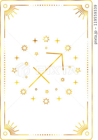 Tarot card with sagittarius zodiac style. Simple line art style. 119559339