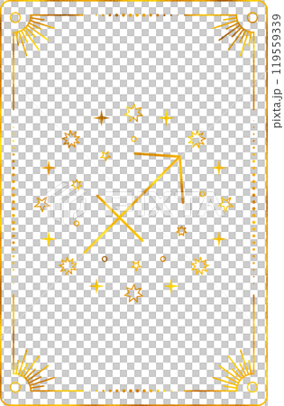 Tarot card with sagittarius zodiac style. Simple line art style. 119559339