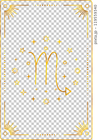 Tarot card with scorpio zodiac style. Simple line art style. 119559340