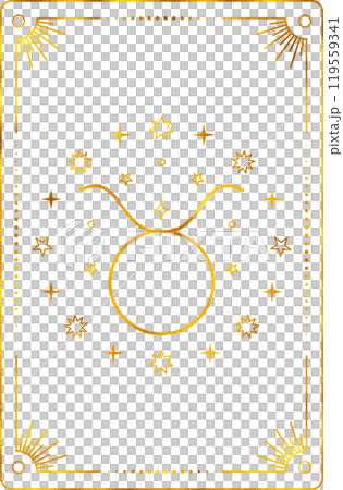 Tarot card with taurus zodiac style. Simple line art style. Tarot card with taurus zodiac style. Simple line art style. 119559341
