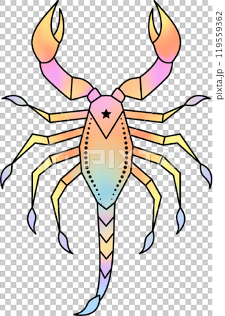 Scorpio zodiac sign with digital watercolor effect. Scorpio zodiac sign with digital watercolor effect. 119559362