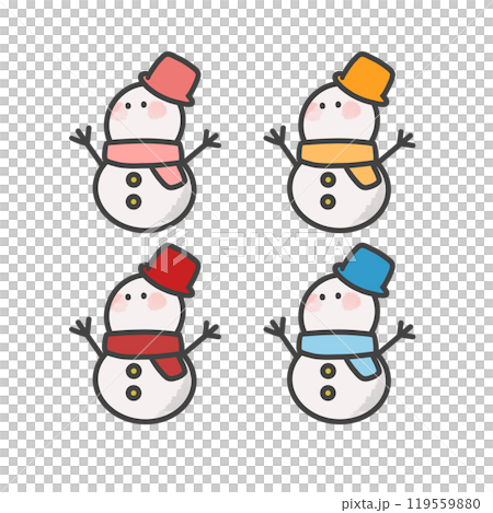 冬 かわいい雪だるま イラスト セット 冬 かわいい雪だるま イラスト セット 119559880