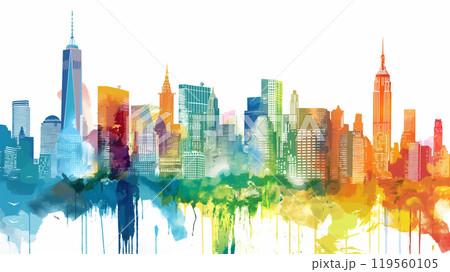 都市景観のイラスト背景素材 119560105