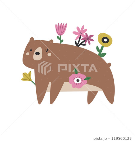 Adorable Vector Bear. Cute Woodland Wildlife Illustration for Design and Art. 119560125