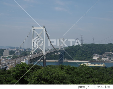 和布刈第2展望台オープンデッキから眺める関門橋　福岡県北九州市門司区門司 119560186