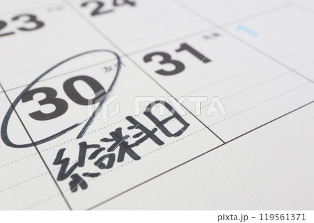 カレンダーに記載された給料日 119561371