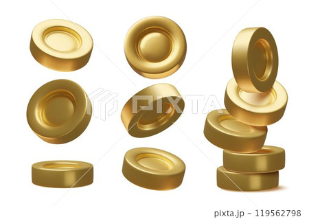 3d gold coins set and minimal realistic money stack vector illustration isolated on white background 3d gold coins set and minimal realistic money stack vector illustration isolated on white background 119562798