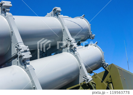 anti-aircraft missile launcher against the sky anti-aircraft missile launcher against the sky 119563778