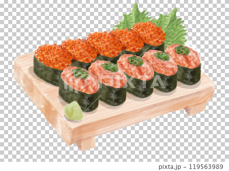 Watercolor sushi set (negitoro and salmon roe) 08_1 119563989