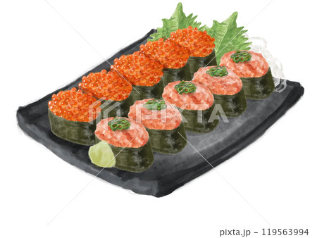 水彩の寿司_セット（ネギトロ・いくら）08_2 119563994