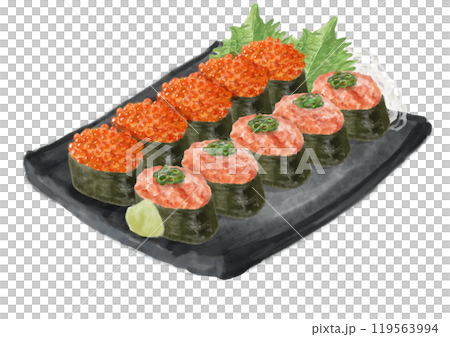 水彩の寿司_セット（ネギトロ・いくら）08_2 119563994
