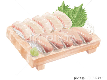 水彩の寿司_セット(はまち・タイ)09_1 水彩の寿司_セット(はまち・タイ)09_1 119563995