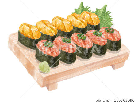 水彩の寿司_セット(ネギトロ・ウニ)06_1 水彩の寿司_セット(ネギトロ・ウニ)06_1 119563996