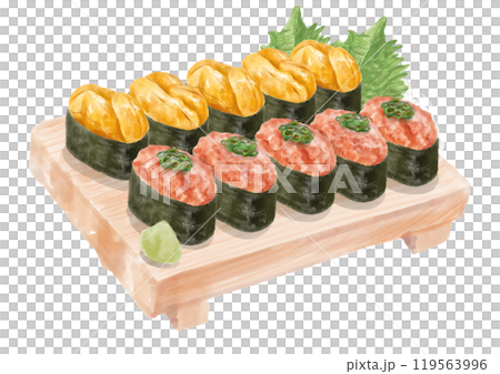 水彩の寿司_セット(ネギトロ・ウニ)06_1 水彩の寿司_セット(ネギトロ・ウニ)06_1 119563996