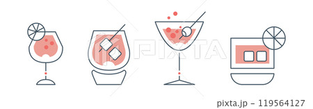 Cocktail Glass Minimal Thin Line Design Vector Set Cocktail Glass Minimal Thin Line Design Vector Set 119564127
