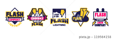 Flash Lightning Company Logo and Label Vector Set Flash Lightning Company Logo and Label Vector Set 119564158