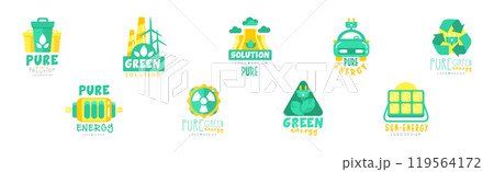 Pure Green Energy Logo Design Template Collection Vector Set Pure Green Energy Logo Design Template Collection Vector Set 119564172