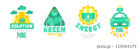 Pure Green Energy Logo Design Template Collection Vector Set 119564175