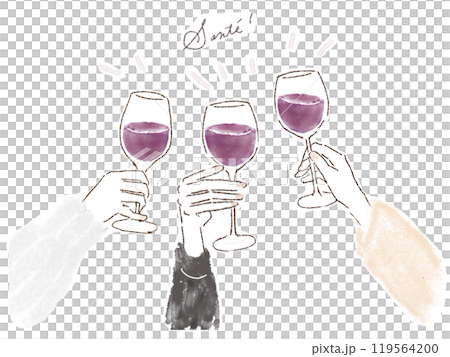 ワインで乾杯している手 119564200