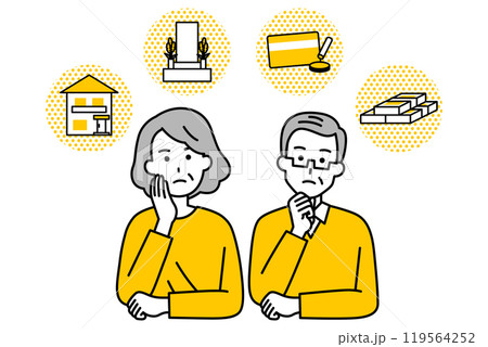 遺産相続について考えている老夫婦 遺産相続について考えている老夫婦 119564252