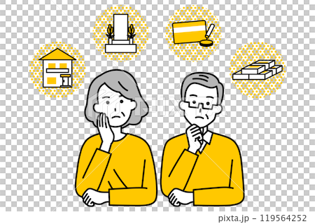 遺産相続について考えている老夫婦 遺産相続について考えている老夫婦 119564252